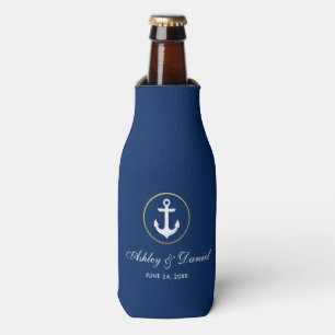 Rafraichisseur De Bouteilles Mariage nautique Marine Blue Gold