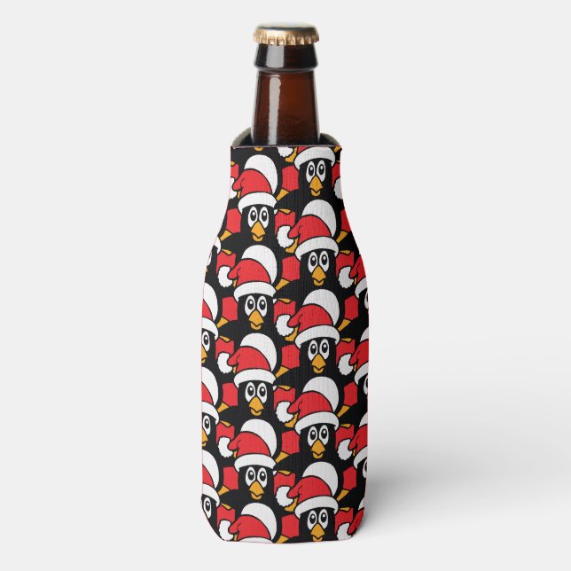 Rafraichisseur De Bouteilles Mignons pingouins de Noël rouge Motif (Bottle Devant)