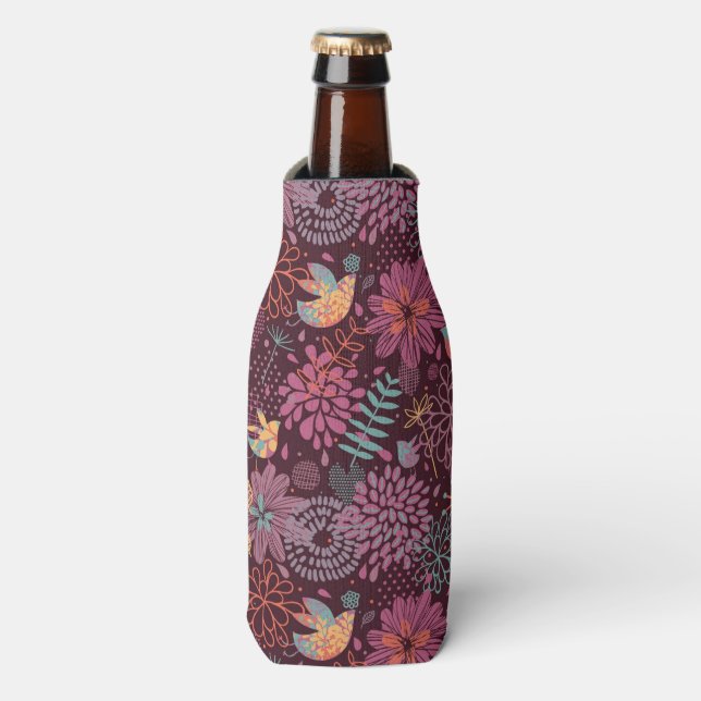 Rafraichisseur De Bouteilles Modèle floral Abstrait avec oiseaux (Bottle Devant)