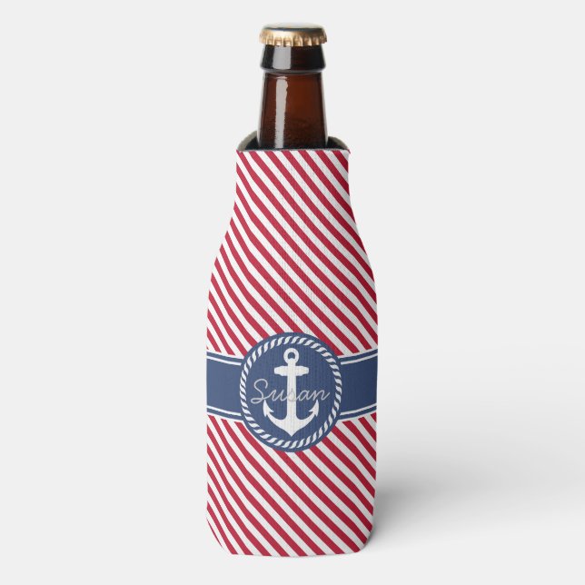 Rafraichisseur De Bouteilles Monogramme Ancre marine et rouge (Bottle Devant)