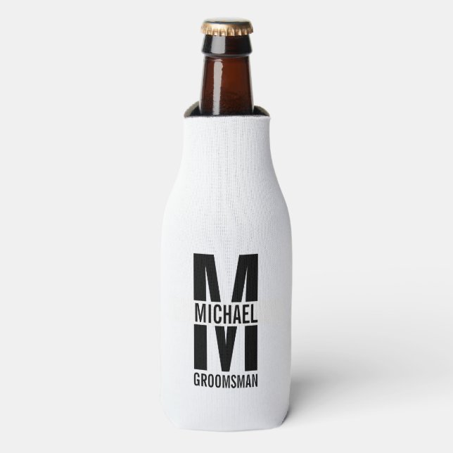 Rafraichisseur De Bouteilles Monogramme et nom des Groomsmen personnalisés mode (Bottle Devant)