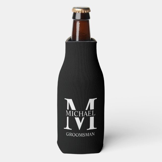 Rafraichisseur De Bouteilles Monogramme et nom du Groomsman personnalisé classi (Bottle Devant)