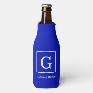 Rafraichisseur De Bouteilles Monogramme initial encadré Royal Blue White