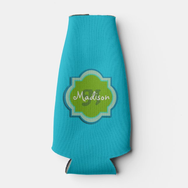 Rafraichisseur De Bouteilles Monogramme personnalisé Turquoise (Devant)