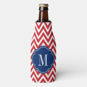 Rafraichisseur De Bouteilles Monogramme rouge blanc et bleu Chevron