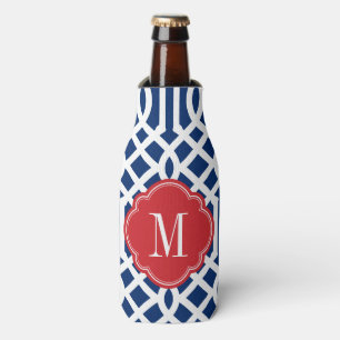 Rafraichisseur De Bouteilles Monogramme rouge blanc et bleu Trellis