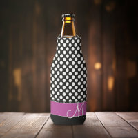 Motif à points rose et noir avec Monogramme