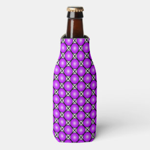 Rafraichisseur De Bouteilles Motif à pois rose magenta sur fond quadrillé noir