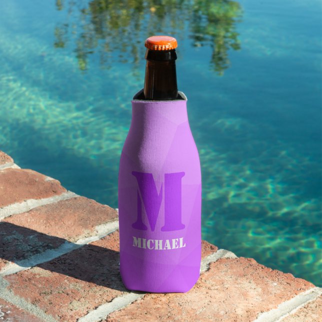 Rafraichisseur De Bouteilles Motif de maillage géométrique violet Monogramme (Piscine in situ)