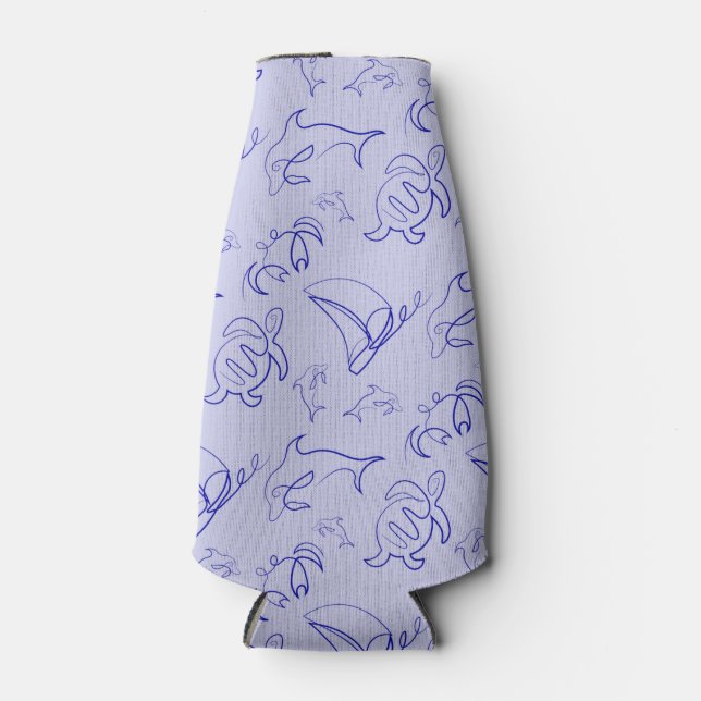 Rafraichisseur De Bouteilles Motif d'une ligne d'animal marin et voilier (Devant)