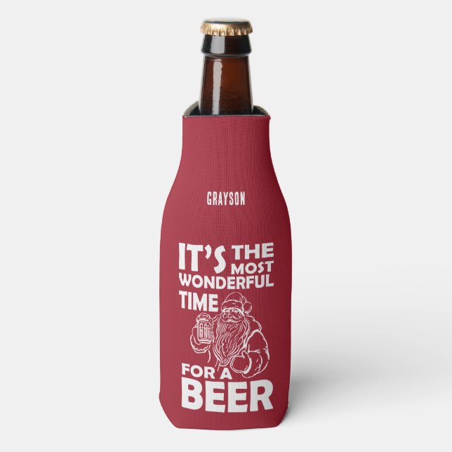 Rafraichisseur De Bouteilles Noël drôle Merveilleux temps pour un nom de bière (Bottle Devant)