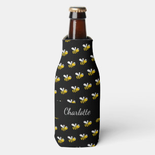 Rafraichisseur De Bouteilles Noir abeilles amusant humour script monogramme