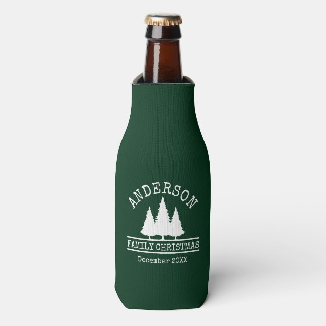 Rafraichisseur De Bouteilles Nom de famille Christmas Pines Green (Bottle Devant)