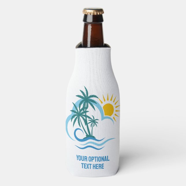 Rafraichisseur De Bouteilles Nom et texte personnalisés Îles tropicales (Bottle Devant)