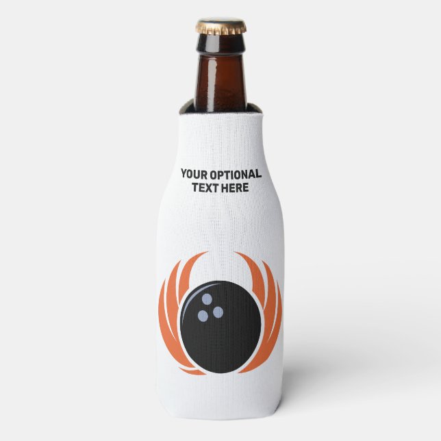 Rafraichisseur De Bouteilles Nom personnalisé Boule de Bowling avec flamme (Bottle Devant)