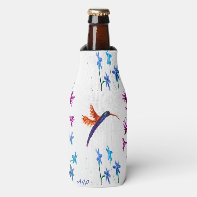 Rafraichisseur De Bouteilles Oiseau Floral Art Fleurs de colibri Personnalisées (Bottle Devant)