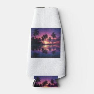 Rafraichisseur De Bouteilles Palmiers de la plage au coucher de soleil violet 