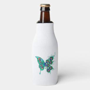 Rafraichisseur De Bouteilles Papillon aux plumes de paon vert