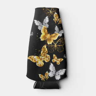 Rafraichisseur De Bouteilles Papillons blancs et dorés