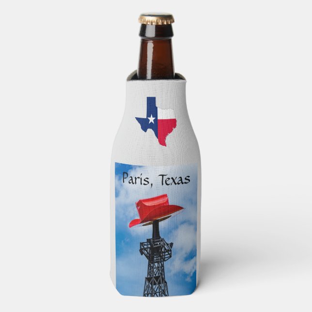 Rafraichisseur De Bouteilles Paris, Texas, Red Cowboy Casquette, Tour Eiffel (Bottle Devant)
