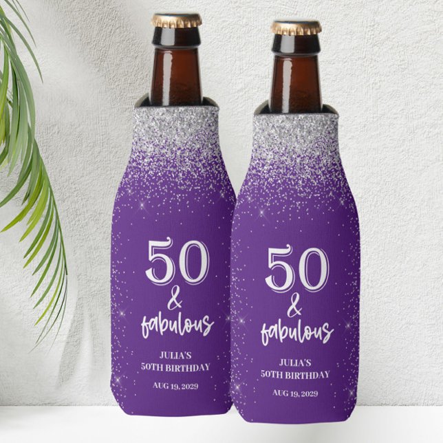 Rafraichisseur De Bouteilles Parties scintillant d'argent violet 50e fête d'ann (Créateur téléchargé)