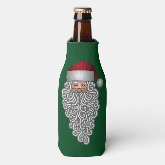Rafraichisseur De Bouteilles Père Noël festive à la barbe bouclée (Bottle Devant)
