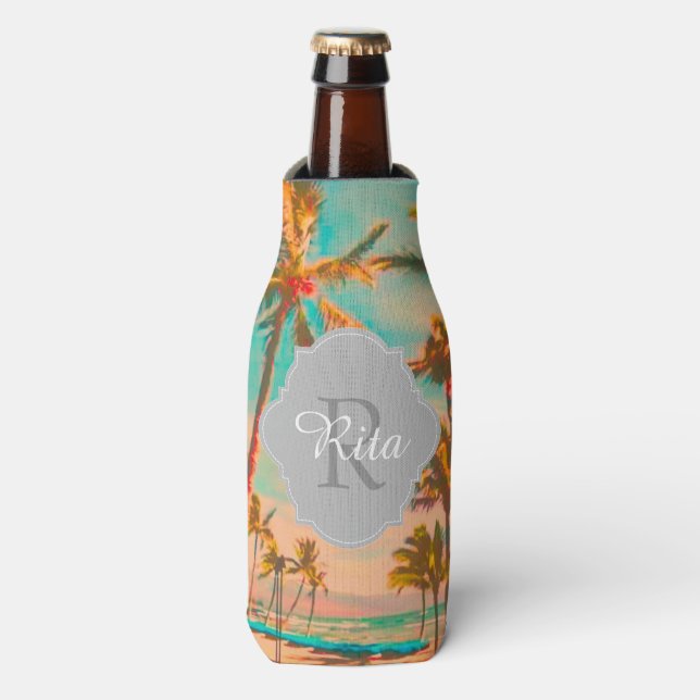Rafraichisseur De Bouteilles PixDezines Hawaii/Vintage/Plage/Turquoise (Bottle Devant)