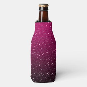 Rafraichisseur De Bouteilles Pois blancs sur pourpre et dégradé noir.