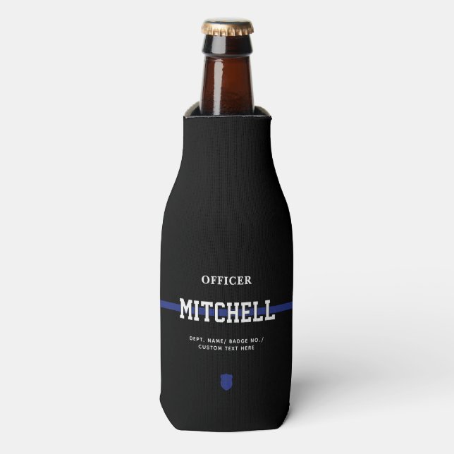 Rafraichisseur De Bouteilles Policier personnalisé Ligne Bleue Mince (Bottle Devant)