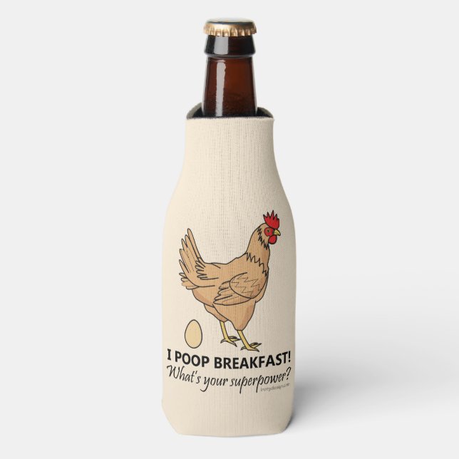 Rafraichisseur De Bouteilles Poulet Poops Petit-déjeuner Drôle Design (Bottle Devant)