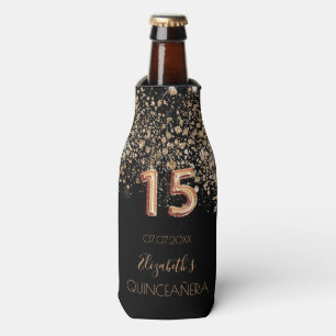 Rafraichisseur De Bouteilles Quinceanera parties scintillant en or noir monogra