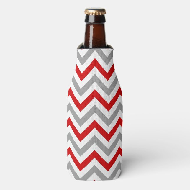 Rafraichisseur De Bouteilles Red, White, Dk Gray Large Chevron Zig Zag (Bottle Devant)