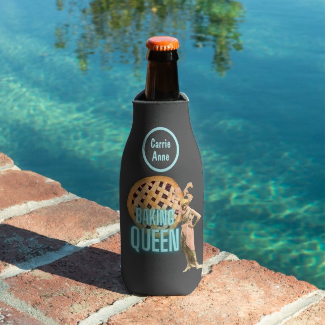 Rafraichisseur De Bouteilles Reine de cuisson vintage sur gris Personnalisé (Piscine in situ)