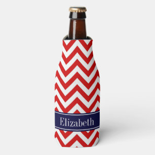 Rafraichisseur De Bouteilles Rouge Blanc LG Chevron Marine Nom bleu Monogramme