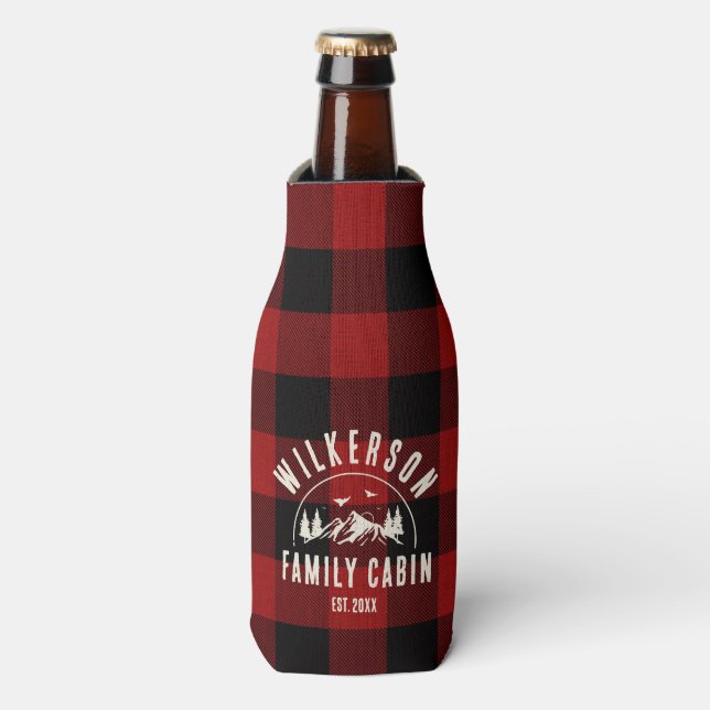 Rafraichisseur De Bouteilles Russe Nom de famille Cabine Lake House Red Plaid (Bottle Devant)