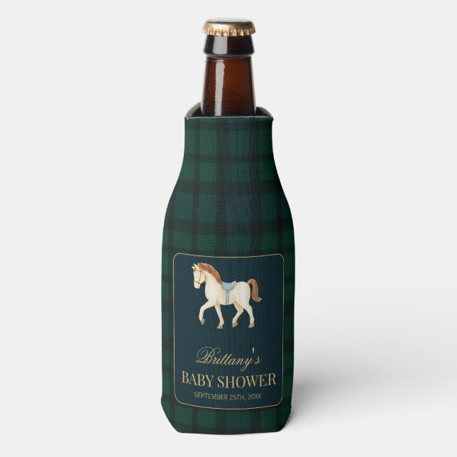 Rafraichisseur De Bouteilles Rustic Tartan Plaid Horse Baby Shower  (Bottle Devant)