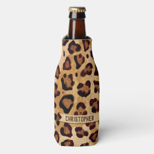 Rafraichisseur De Bouteilles Rustic Texture Empreinte de léopard Ajouter un nom