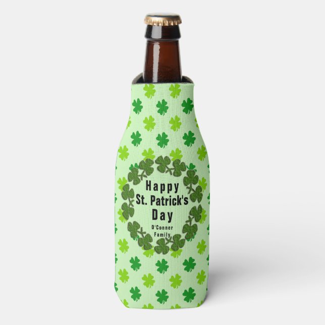 Rafraichisseur De Bouteilles Saint Patrick’s Day Clover Nom personnalisé Person (Bottle Devant)