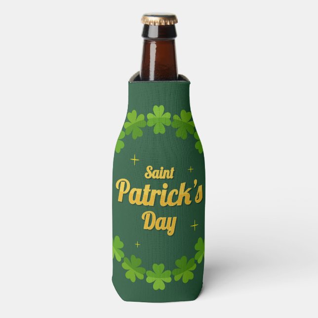 Rafraichisseur De Bouteilles Saint Patrick's Day Shamrock vert Personnalisé (Bottle Devant)