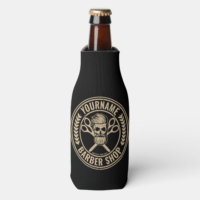 Rafraichisseur De Bouteilles Salon de coiffure personnalisé Skull Rockabilly (Bottle Devant)
