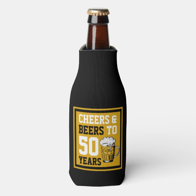 Rafraichisseur De Bouteilles Salutations et bières à 50 ans 50e anniversaire (Bottle Devant)