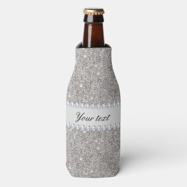 Rafraichisseur De Bouteilles Séquences d'argent Faux et diamants (Bottle Devant)
