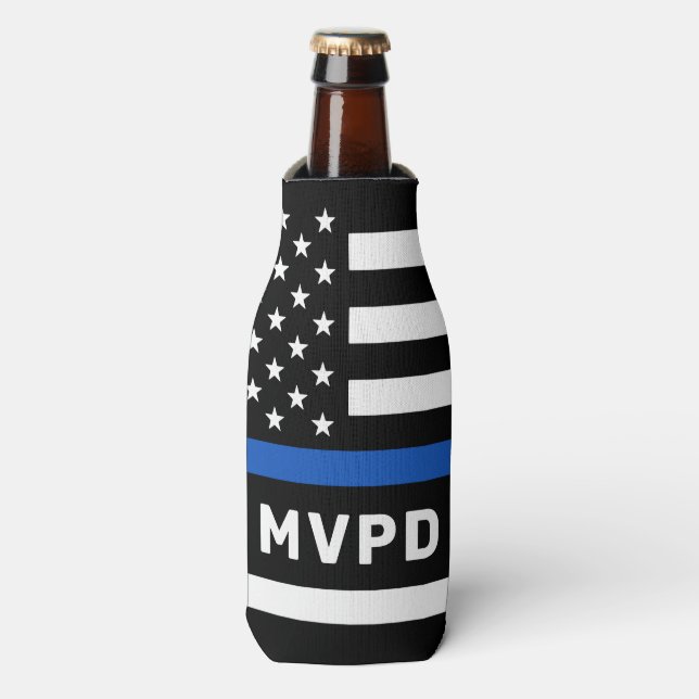 Rafraichisseur De Bouteilles Service de police personnalisé Ligne Bleue Mince (Bottle Devant)