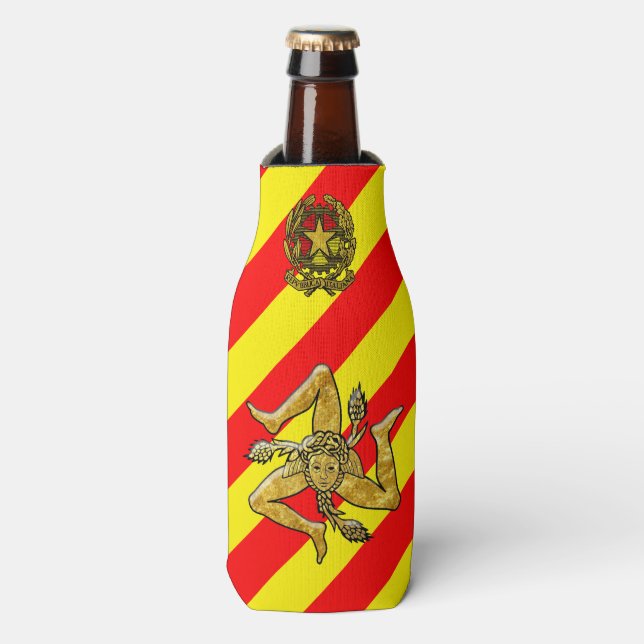 Rafraichisseur De Bouteilles Sicilienne Trinacria Rouge Jaune Stripe (Bottle Devant)
