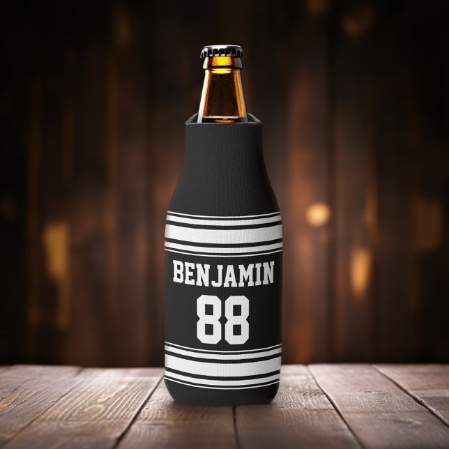 Rafraichisseur De Bouteilles Sports Jersey Stripes - Numéro de nom personnalisé (Add your name to this sporty personalized bottle cooler.)