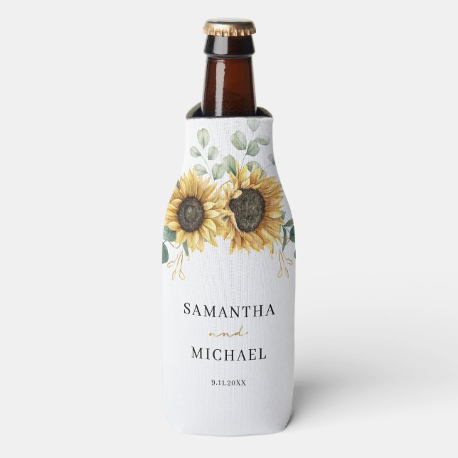 Rafraichisseur De Bouteilles Sunflower Eucalyptus Mariage Favoriser la verdure (Bottle Devant)
