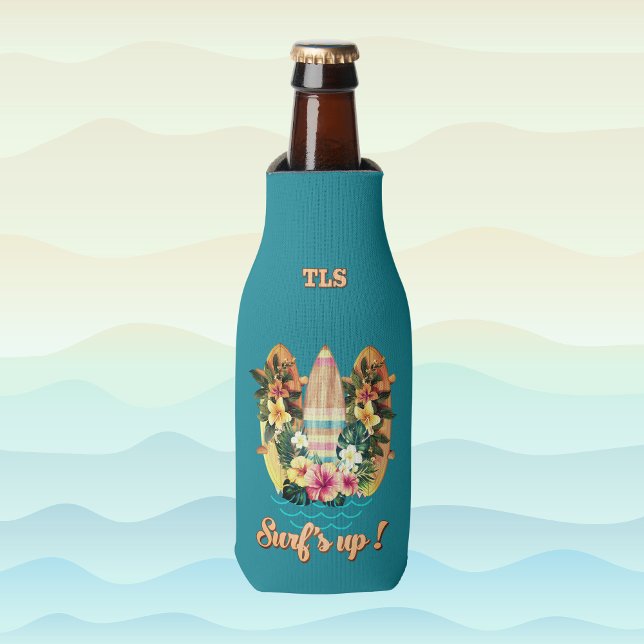 Rafraichisseur De Bouteilles Surfboards tropicaux Fleurs hawaïennes Turquoise M (Créateur téléchargé)