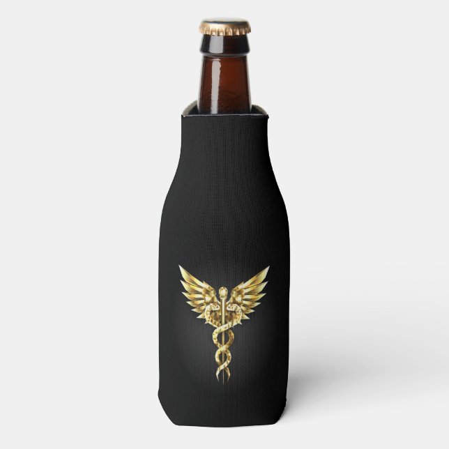 Rafraichisseur De Bouteilles Symbole caducee polygonale en or (Bottle Devant)