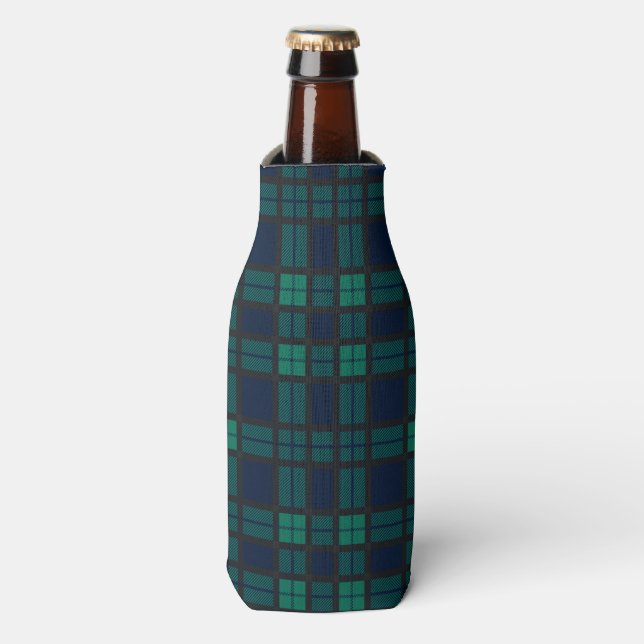 Rafraichisseur De Bouteilles Tartan Clan Black Watch Plaid Blue Green À damiers (Bottle Devant)