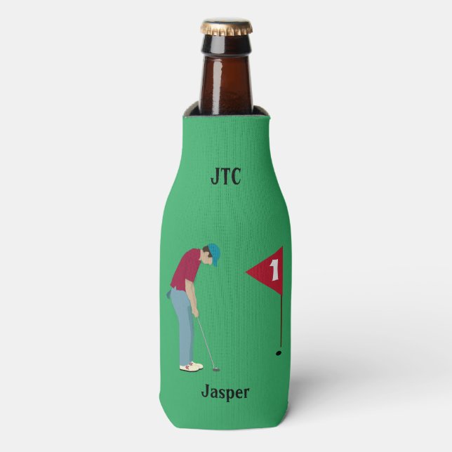 Rafraichisseur De Bouteilles Thème de Golfeur vert super (Bottle Devant)